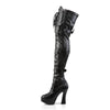 ELECTRA-3028 Plateau Overknee Stiefel Schwarz | Pleaser