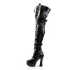 ELECTRA-3028 Plateau Overknee Stiefel Lack Schwarz | Pleaser