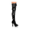 ELECTRA-3028 Plateau Overknee Stiefel Lack Schwarz | Pleaser