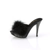 ELEGANT-401F Plateau Pantoletten mit Plüsch und Glitzer - Schwarz | Fabulicious