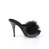 ELEGANT-401F Plateau Pantoletten mit Plüsch und Glitzer - Schwarz | Fabulicious