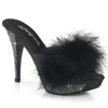 ELEGANT-401F Plateau Pantoletten mit Plüsch und Glitzer - Schwarz | Fabulicious