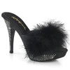 ELEGANT-401F Plateau Pantoletten mit Plüsch und Glitzer - Schwarz | Fabulicious
