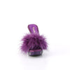 ELEGANT-401F Plateau Pantoletten mit Plüsch und Glitzer - Violett | Fabulicious