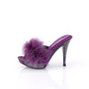 ELEGANT-401F Plateau Pantoletten mit Plüsch und Glitzer - Violett | Fabulicious