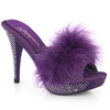 ELEGANT-401F Plateau Pantoletten mit Plüsch und Glitzer - Violett | Fabulicious