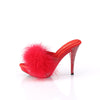 ELEGANT-401F Plateau Pantoletten mit Plüsch und Glitzer - Rot | Fabulicious