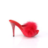 ELEGANT-401F Plateau Pantoletten mit Plüsch und Glitzer - Rot | Fabulicious