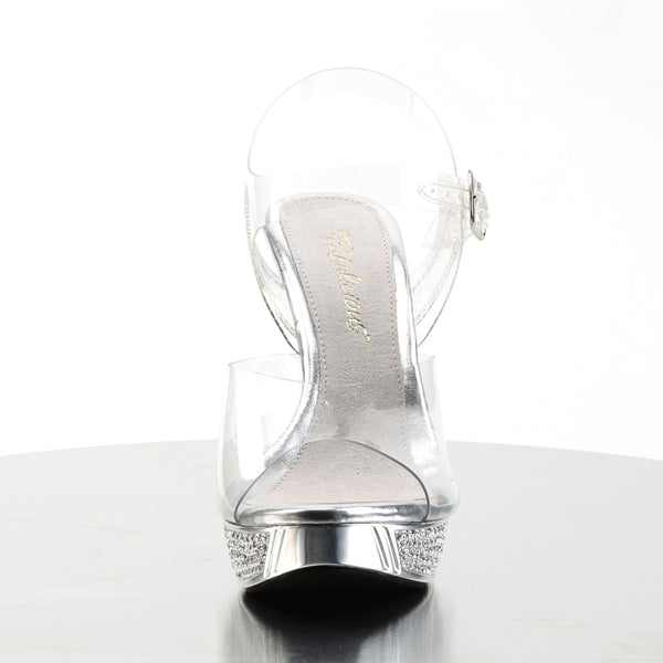 ELEGANT-408 Plateau Sandaletten Silber Glitzer | Fabulicious