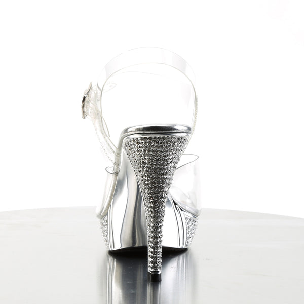 ELEGANT-408 Plateau Sandaletten Silber Glitzer | Fabulicious