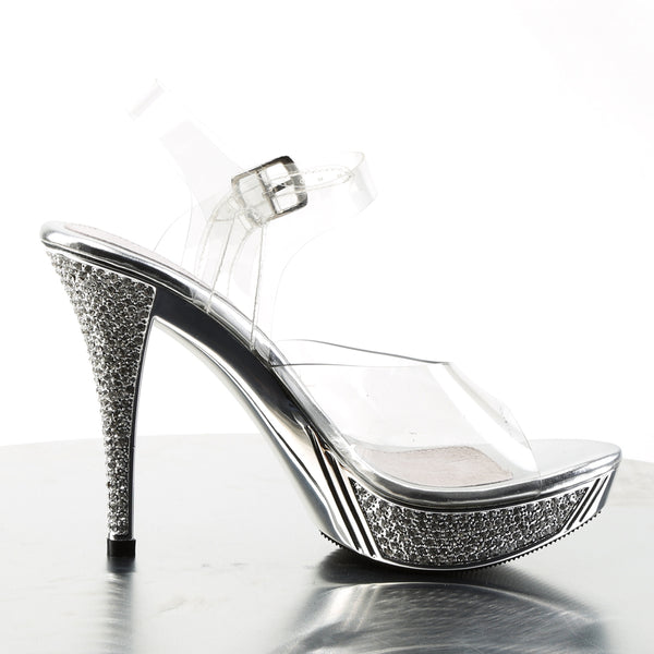 ELEGANT-408 Plateau Sandaletten Silber Glitzer | Fabulicious