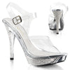ELEGANT-408 Plateau Sandaletten Silber Glitzer | Fabulicious