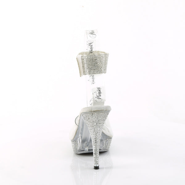 ELEGANT-442 Plateau Pantoletten - Transparent Glitzer | Pleaser