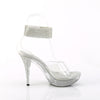 ELEGANT-442 Plateau Pantoletten - Transparent Glitzer | Pleaser