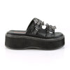 EMILY-100 Plateau Pantoletten schwarz 2 Fledermaus Riemchen | DemoniaCult
