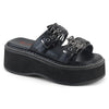 EMILY-100 Plateau Pantoletten schwarz 2 Fledermaus Riemchen | DemoniaCult