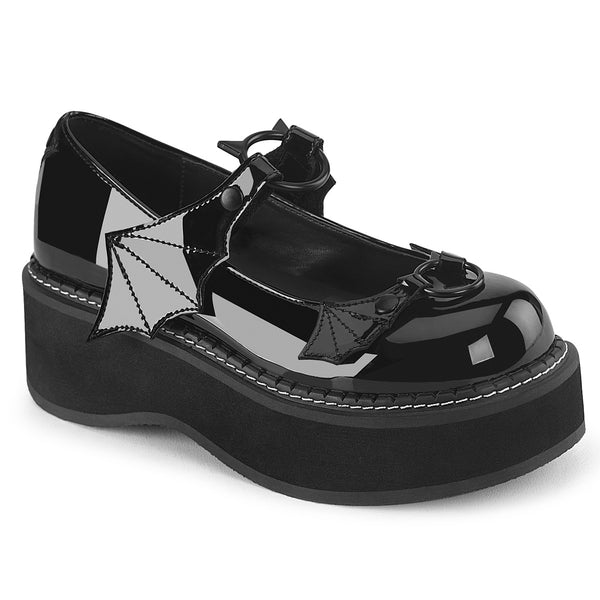 EMILY-23 Plateau Schuhe Schwarz Lack von DemoniaCult