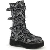 EMILY-322 Plateau Stiefel Schnallen gemustert schwarz grau | DemoniaCult