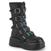 EMILY-330 Plateau Stiefel Schnallen Gothic schwarz mit Herz Details | DemoniaCult