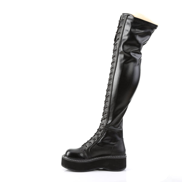 EMILY-375 Plateau Overknee Stiefel Schnürung matt schwarz von DemoniaCult – Ansicht 3
