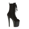 ENCHANT-1041FS Plateau Peeptoe Stiefeletten - Schwarz Samt | Pleaser