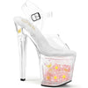 ENCHANT-708AQUA-01 Plateau Sandaletten - Transparent Blumen im Plateau von Pleaser