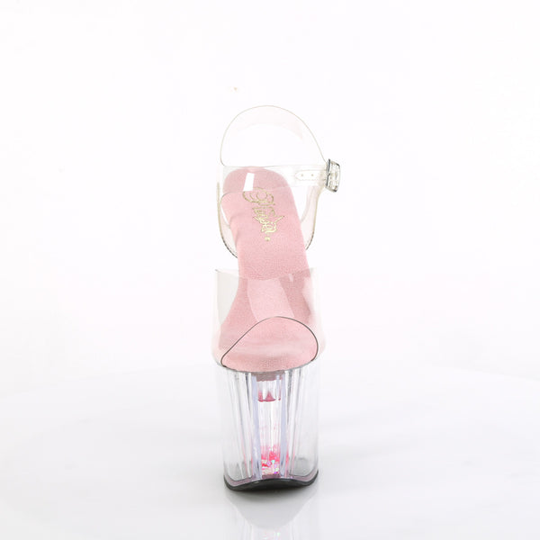 ENCHANT-708AQUA-03 Plateau Sandaletten - Transparent Rosa Sohle mit Herzen im Plateau von Pleaser – Ansicht 2