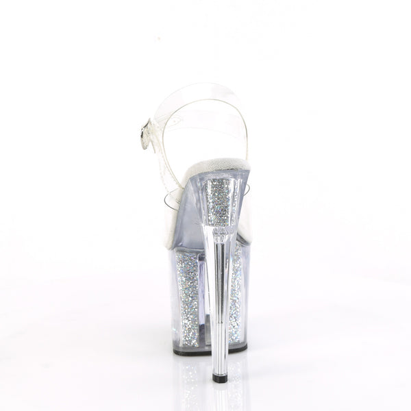 ENCHANT-708RSI Plateau Sandaletten - Transparent Glitzer Plateau von Pleaser – Ansicht 4