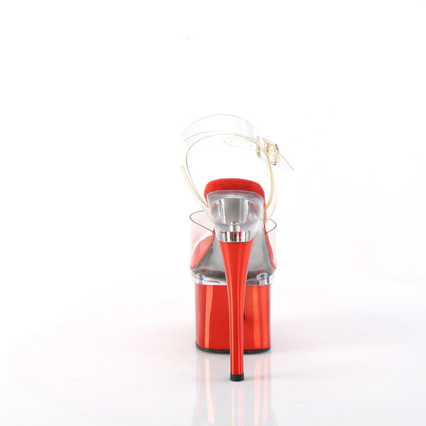 ESTEEM-708 Plateau Sandaletten - PVC transparent Rot von Pleaser – Ansicht 4