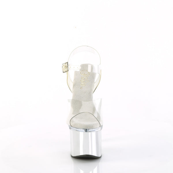 ESTEEM-708 Plateau Sandaletten PVC durchsichtig Silber von Pleaser – Ansicht 2