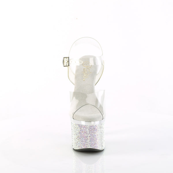 ESTEEM-708DM Plateau Sandaletten Silber Glitzer von Pleaser – Ansicht 2