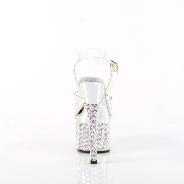 ESTEEM-708DM Plateau Sandaletten Silber Glitzer von Pleaser – Ansicht 4