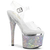 ESTEEM-708DM Plateau Sandaletten Silber Glitzer von Pleaser