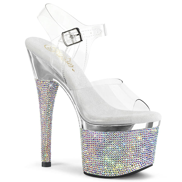 ESTEEM-708DM Plateau Sandaletten Silber Glitzer von Pleaser