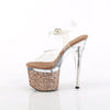 ESTEEM-708LG Plateau Sandaletten - PVC durchsichtig Beige mit bunten Steinchen von Pleaser – Ansicht 3