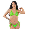 Neongrünes funkelndes Totenkopf Strass String Bikini Set von Pleaser Dancewear