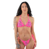 Neonrosa funkelndes Totenkopf Strass String Bikini Set | Pleaser Dancewear