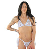 Weißes funkelndes Totenkopf Strass String Bikini Set | Pleaser Dancewear