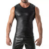 Schwarzes figurbetontes Tanktop in aufregender Lederoptik von TOF Paris – Ansicht 2