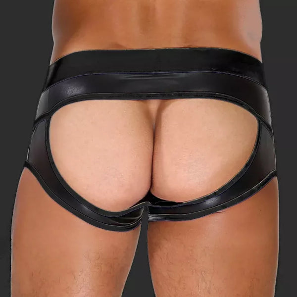 Schwarze verführerische Fetisch Boxer ohne Gesäßbereich von TOF Paris – Ansicht 3