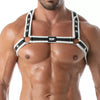 Weißes markantes Neoprene Bulldog Harness mit Premium Verarbeitung | TOF Paris