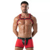 Rotes verführerisches Neopren Harness für maskuline Akzente von TOF Paris – Ansicht 2