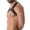 Schwarzes verstellbares Neopren Harness mit reflektierenden Akzenten von TOF Paris – Ansicht 4