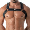 Schwarzes verstellbares Neopren Harness mit reflektierenden Akzenten von TOF Paris