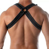 Schwarzes verstellbares Neopren Harness mit reflektierenden Akzenten von TOF Paris – Ansicht 3