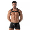 Schwarzes verstellbares Neopren Harness mit reflektierenden Akzenten von TOF Paris – Ansicht 2
