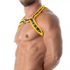 Gelbes Neoprene Bulldog Harness mit markantem Glanz von TOF Paris – Ansicht 3