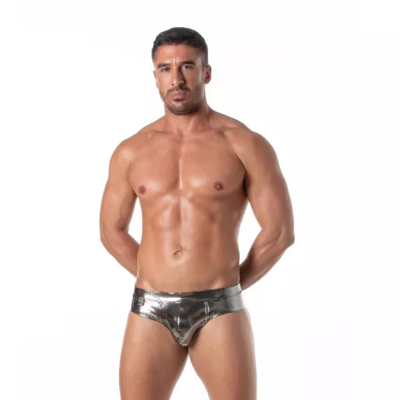 Herren-Slip Fiesta Silber - Metallic Look & Sexy Komfort | TOF Paris