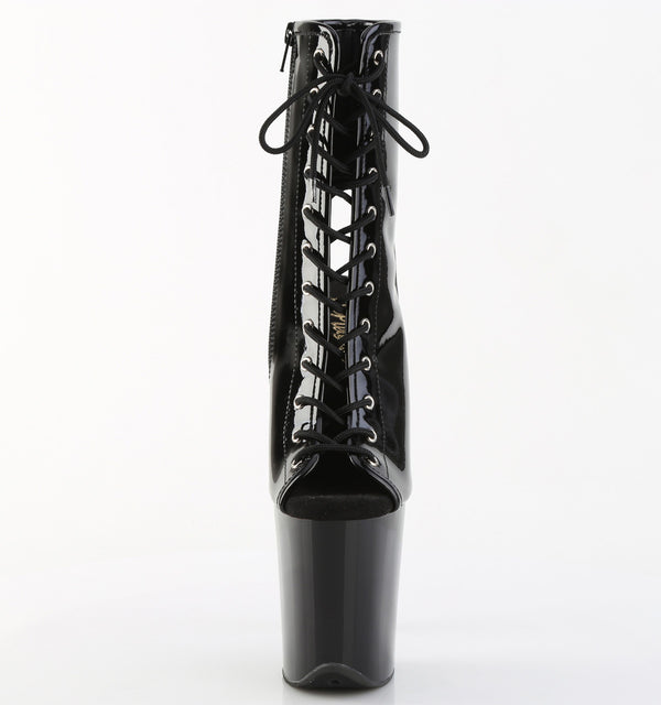 FLAMINGO-1016 Plateau Stiefeletten Schwarz Lack von Pleaser – Ansicht 2