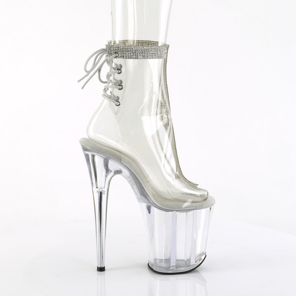 FLAMINGO-1018C-2RS Plateau Stiefeletten Transparent mit Strass von Pleaser – Ansicht 5